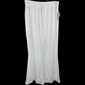 Free People Intimately Wide Leg Pants XL Ivory Knit Drawstring Elastic Waist